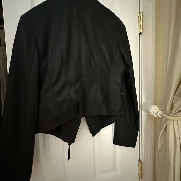 White House Black Market Black Faux Leather Jacket - Picture 3 of 4